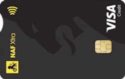 Svart kredittkort med NAF-logo