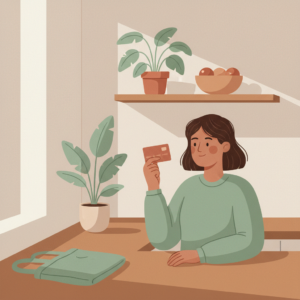 Norwegian Reward Freddie Awards 2026: Person med kredittkort ved kjøkkenbord