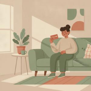 Kredittkortgjeld august 2026: person i sofa med kredittkort